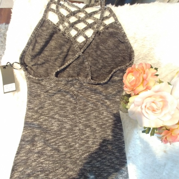 Jumpsuit LaceUp Front Marled Black & White Size L - Picture 8 of 8